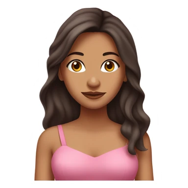 Latina girl with dark auburn long hair wearing a pink dress with thin straps sticker