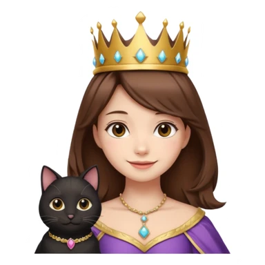 queen black cat kawaii brown hair girl sticker