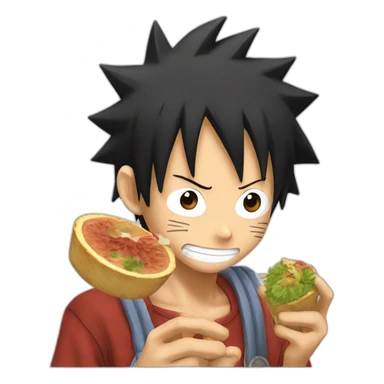 Luffy with naruto eating sticker