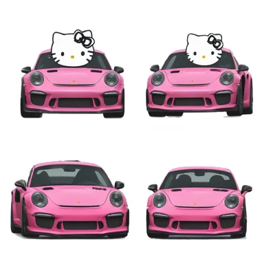 Hello kitty driving gt3 rs 911 sticker