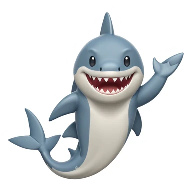 anthropomorphised shark walking upright waving hand sticker