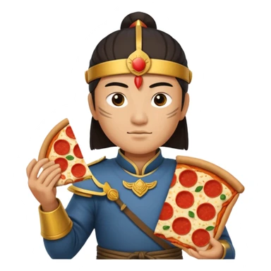 chinese ancient warrior with pizza sticker