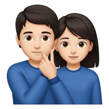 a boy putting a girls hair behind her ear gesture sticker
