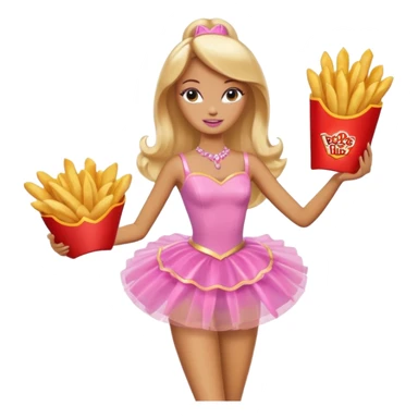 Brown skin blonde hair barbie ballerina holding hot fries chips  sticker