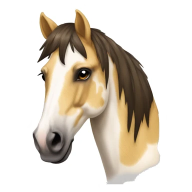Scruffy scarred scratched Piebald tricolor palomino yellow brown horse with dark brown spots running sticker
