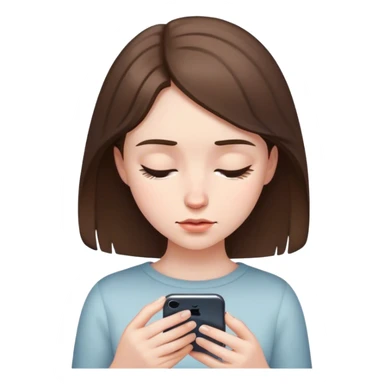 pale brunette girl looking down on her iphone sticker