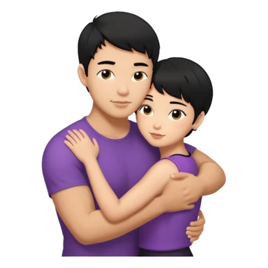 buff Asian Man black hair hugging girl with black pixie cut  sticker