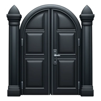 iOS emoji, minimal dark gate, sealed door, flat design sticker