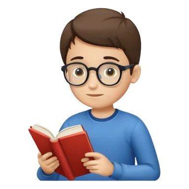 Boy reading books without specs sticker