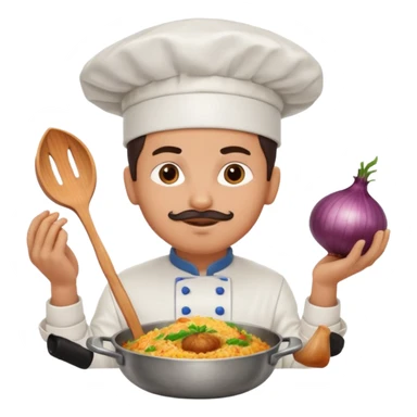 Create onion man,he is a chef ,and socialist in making biryani sticker