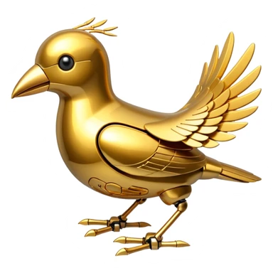 gold robotic bird sticker