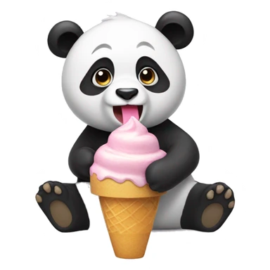 Panda eating ice cream sticker
