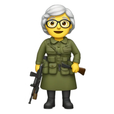 Granny in army with gun sticker