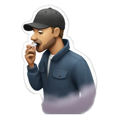 Man sucking vape sticker