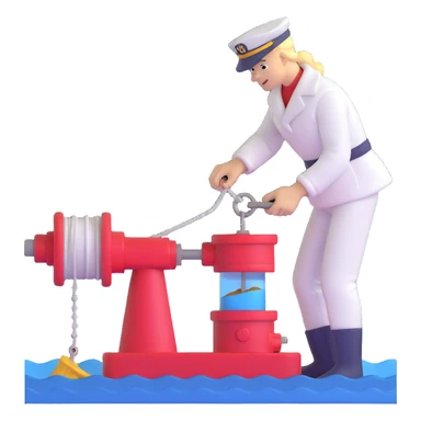 Complete process from sailor at winch pulling up sample, transferring to lab, and scientists analyzing marine sediments sticker