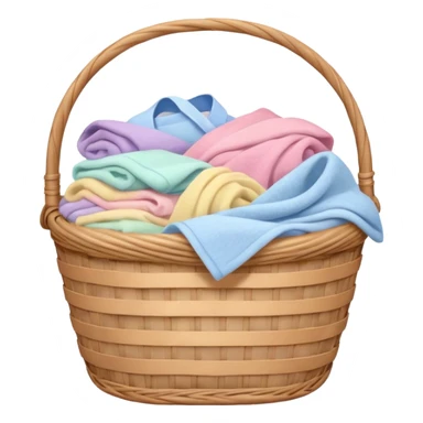 wicker basket with pastel laundry overflowing sticker