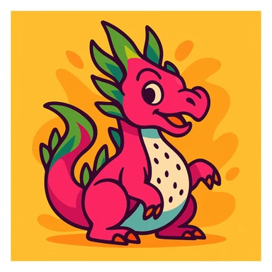 a dragon fruit shaped like a dragon, vibrant colors, playful and whimsical sticker