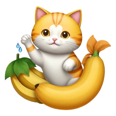 Котик рижий с белыми пятнами кушает рибу  sticker