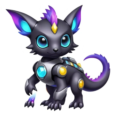 Cute cool colorful futuristic dark nebula fantasy-Digimon-animal-hybrid full body sticker