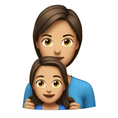 maman brune avec sa fille sticker