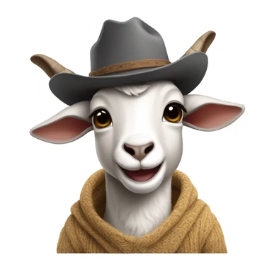 Mini goat wearing a cowboy hat and a sweater sticker