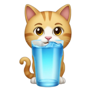 Cat drink water sticker