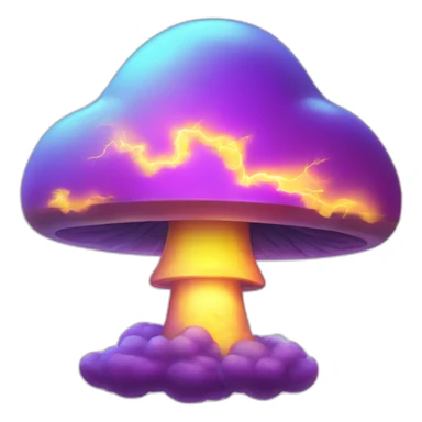 radioactive lightning bolt smiley glow cloud mushroom sunset futuristic smiley face sticker