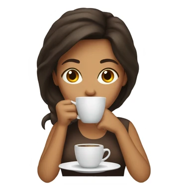 brunette woman drinking coffee sticker