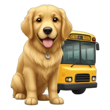 Golden retriever qui tiens un bus scolaire  sticker