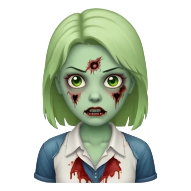 zombie girl with white shirt but similar to this with green skin sticker