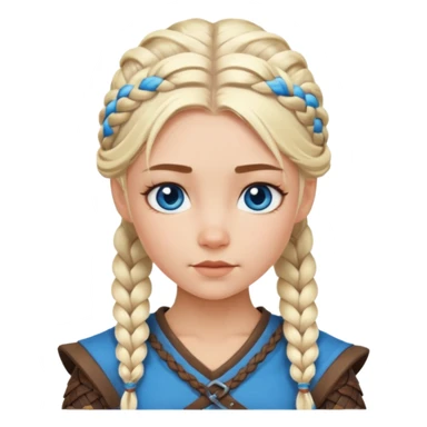 Viking platinum blonde girl with braid and blue eyes. sticker