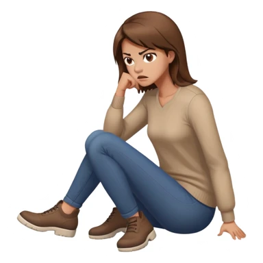 angry woman with brown hair sitting on a floor in profile avoiding conversation sticker