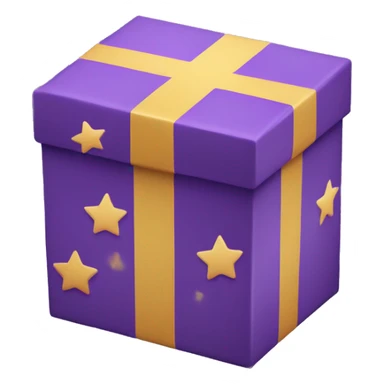 purple box with stars sticker