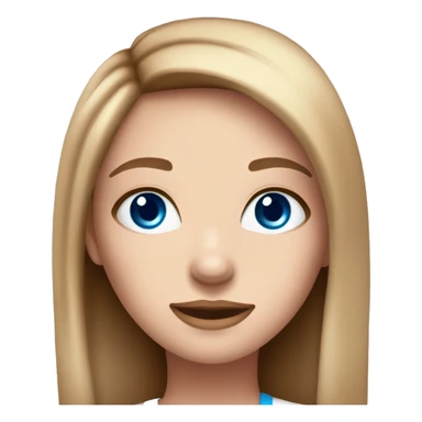 very pretty girl with straight light brown hair blue eyes pink big lips and white top  sticker