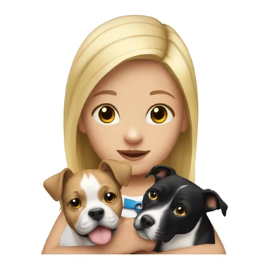 Blonde child holding black and white pitbull sticker
