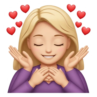 Can you generate an Apple-style emoji as if you were Genmoji, Apple’s AI?  The emoji must have: 	•	The mouth exactly like this emoji 😁 	•	The hands exactly like this emoji 🤗 	•	The hearts exactly like and in the same position as this emoji 🥰 sticker