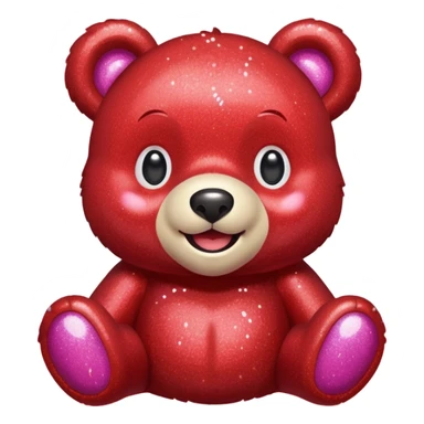 red glitter sweet bear Happy  sticker