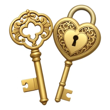 gold antique key The lock beige  sticker