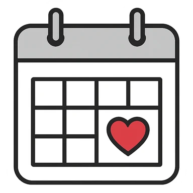 love-themed calendar with a heart date, no background sticker