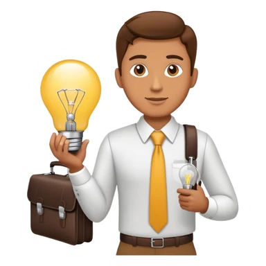 entrepreneur with briefcase and business ideas sticker
