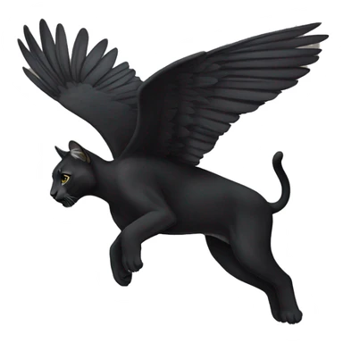 winged black puma flying sticker