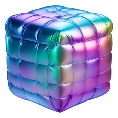 Iridescent foil balloon cube sticker