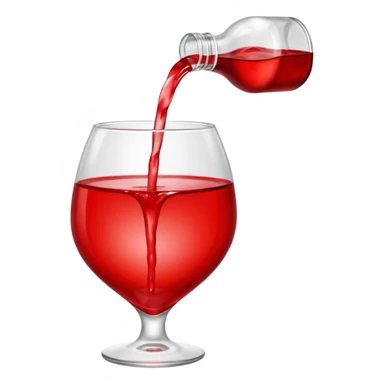 Pouring red colour water in heart shape glass sticker