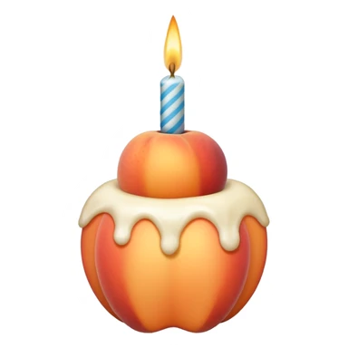 Peach covered with cream and a birthday candle on it sticker