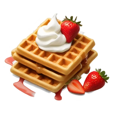 square waffle with dollop of whipped cream and strawberries on top sticker