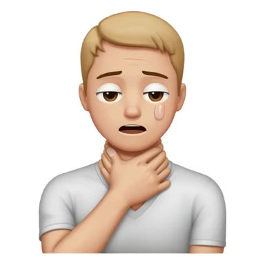 Arms crossed holding neck choking and crying  sticker