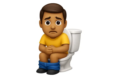 emoji stile iphone che riguarda l'argomento "stipsi/andrò al bagno oggi?", iperrealistico 4k sticker