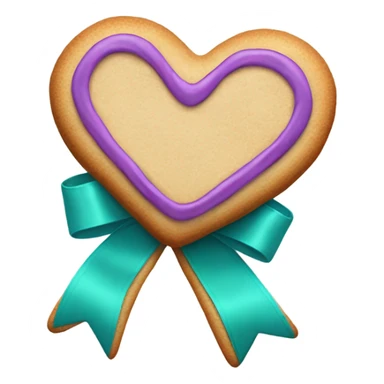 Cookie heart with teal purple support ribbon loop sticker