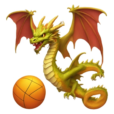 Dragon head, wings, and tail on a soccar ball sticker
