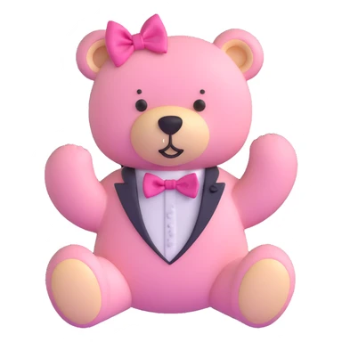 light pink teddy bear with pink bow tie sticker